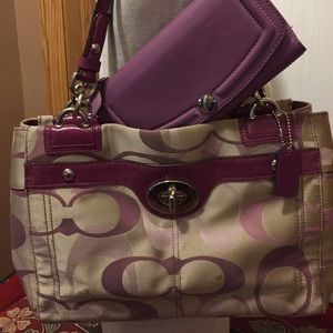 Coach purse and wallet purple